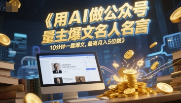 用AI做公众号流量主爆文名人名言，10分钟一篇爆文，最高月入5位数-轻创终点站