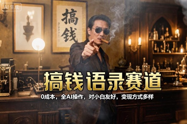 搞钱语录赛道，0成本，全AI操作，对小白友好，变现方式多样-轻创终点站