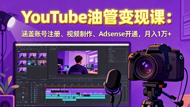 2025YouTube油管变现课：涵盖账号注册、视频制作、Adsense开通，月入1万+-轻创终点站