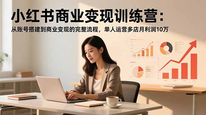 小红书商业变现训练营:从账号搭建到商业变现的完整流程,单人运营多店月利润10万-轻创终点站