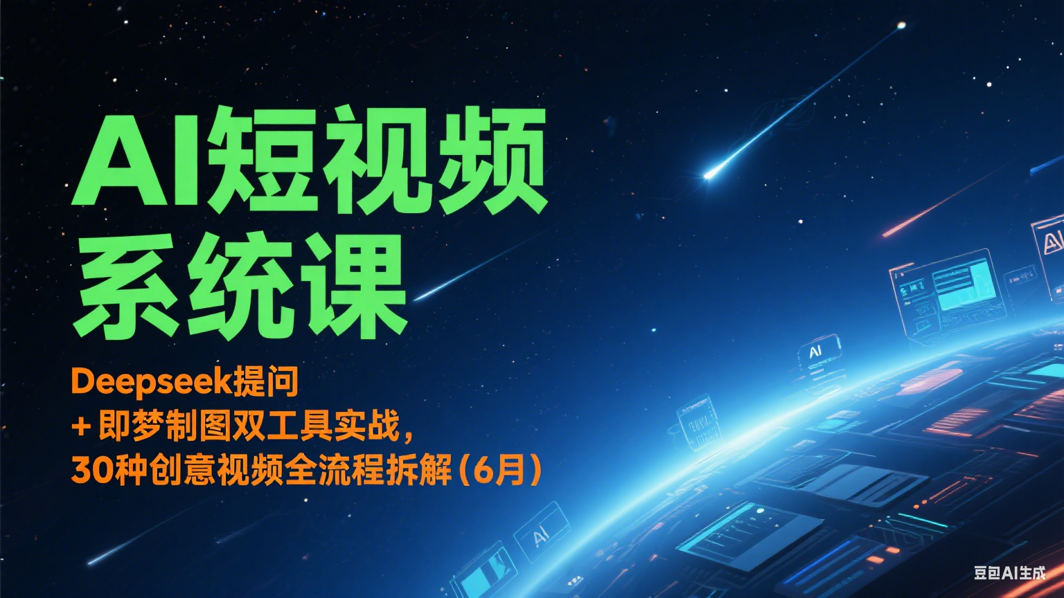 AI短视频系统课：Deepseek提问 + 即梦制图双工具实战，30种创意视频全流程拆解(6月)-轻创终点站