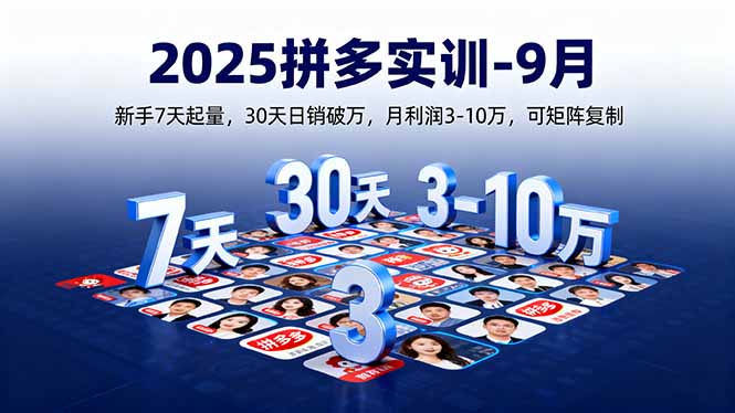 2025拼多多实训-9月：新手7天起量,30天日销破万,月利润3-10万,可矩阵复制-轻创终点站