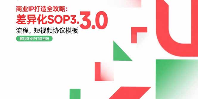 商业IP打造全攻略：差异化SOP3.0流程，短视频协议模板，婚恋项目实战案例-轻创终点站
