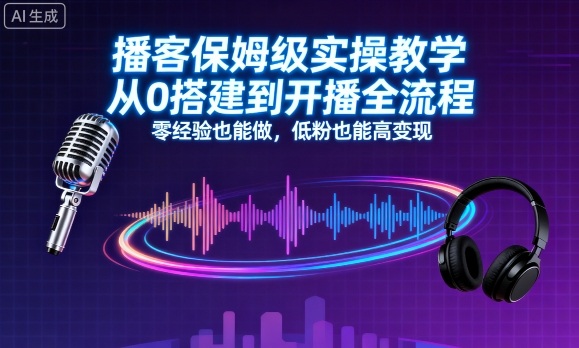 播客保姆级实操教学，从0搭建到开播全流程，零经验也能做，低粉也能高变现-轻创终点站