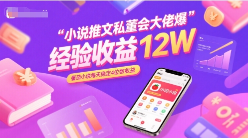 小说推文私董会大佬爆单经验分享收益12W，番茄小说每天稳定4位数收益-轻创终点站