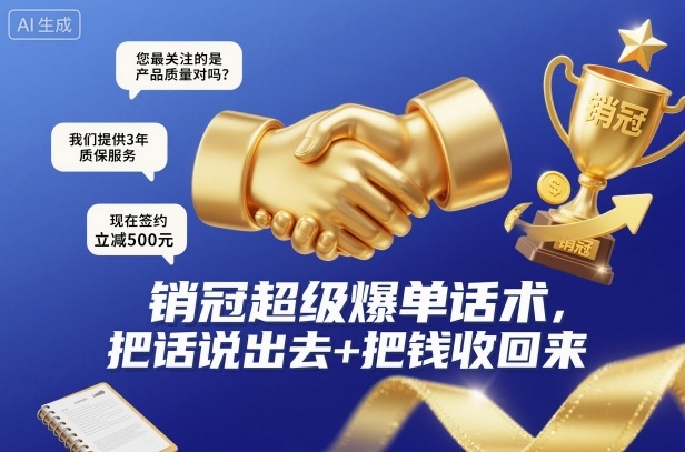 销冠超级爆单话术,把话说出去+把钱收回来-轻创终点站