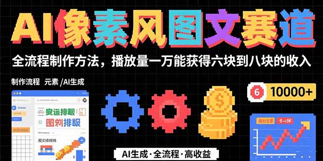 AI像素风图文赛道：全流程制作方法，播放量一万能获得6块到8块的收入-轻创终点站