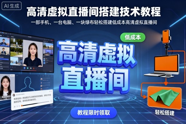 高清虚拟直播间搭建技术教程，一部手机、一台电脑、一块绿布轻松搭建低成本高清虚拟直播间-轻创终点站