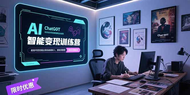AI智能变现训练营，ChatGPT写作变现，电影解说制作，图文带货方法论-轻创终点站