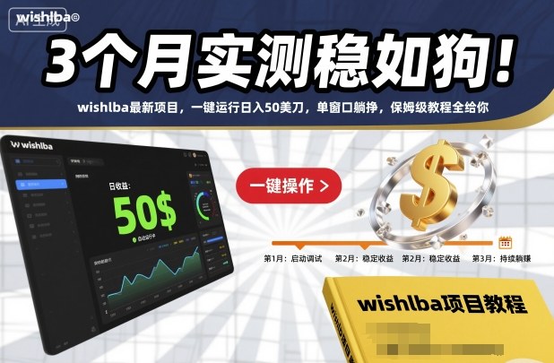 3个月实测稳如狗!wishlba最新项目,一键运行日入50美刀,单窗口躺挣,保姆级教程全给你【揭秘】-轻创终点站