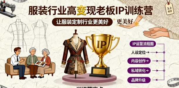 服装行业高变现老板IP训练营，让服装定制行业更美好-轻创终点站