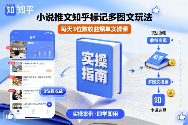 小说推文知乎标记多图文玩法，每天3位数收益爆单实操课-轻创终点站