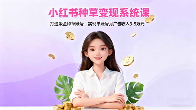 小红书种草变现系统课：打造吸金种草账号，实现单账号月广告收入3-5万元-轻创终点站
