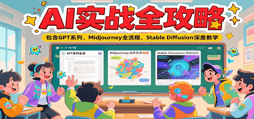 AI实战全攻略，包含GPT系列、Midjourney全流程、Stable Diffusion深度教学-轻创终点站