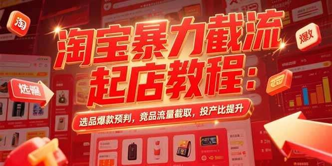 淘宝暴力截流起店教程：选品爆款预判，竞品流量截取，投产比提升-轻创终点站