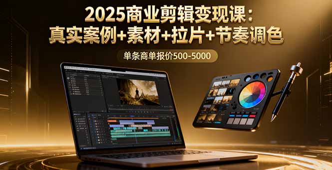 2025商业剪辑变现课：真实案例+素材+拉片+节奏调色，单条商单报价500-5000-轻创终点站