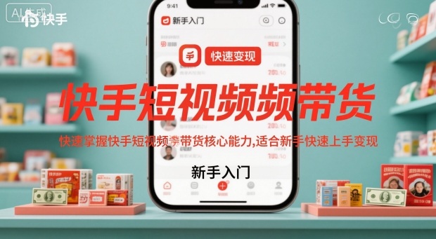 快手短视频带货,快速掌握快手短视频带货核心能力,适合新手快速上手变现-轻创终点站