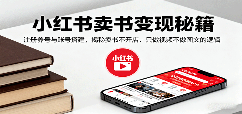 小红书卖书变现秘籍，注册养号与账号搭建，揭秘卖书不开店、只做视频不做图文的逻辑-轻创终点站