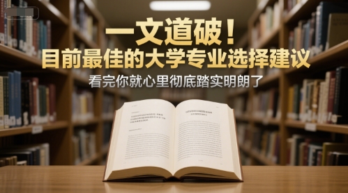 付费文章：一文道破！目前最佳的大学专业选择建议，看完你就心里彻底踏实明朗了-轻创终点站