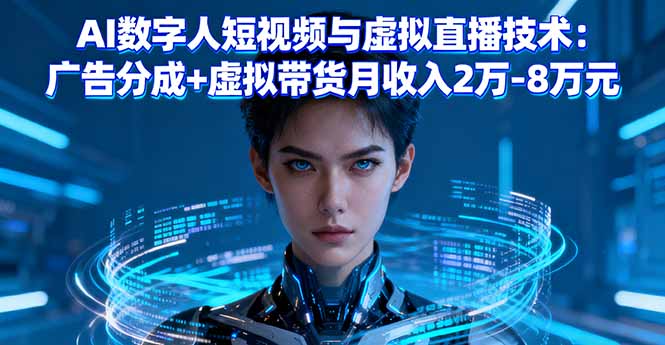 AI数字人短视频与虚拟直播技术：广告分成+虚拟带货月收入2万-8万元-轻创终点站
