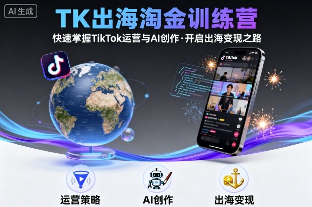TK出海淘金训练营，助你快速掌握TikTok运营与AI创作，开启出海变现之路-轻创终点站