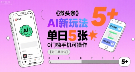 微头条AI新玩法，小白单日5张+，0门槛手机可操作【附工具指令】-轻创终点站