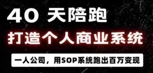 40天陪跑打造个人商业系统，一人公司，用SOP系统跑出百W变现-轻创终点站