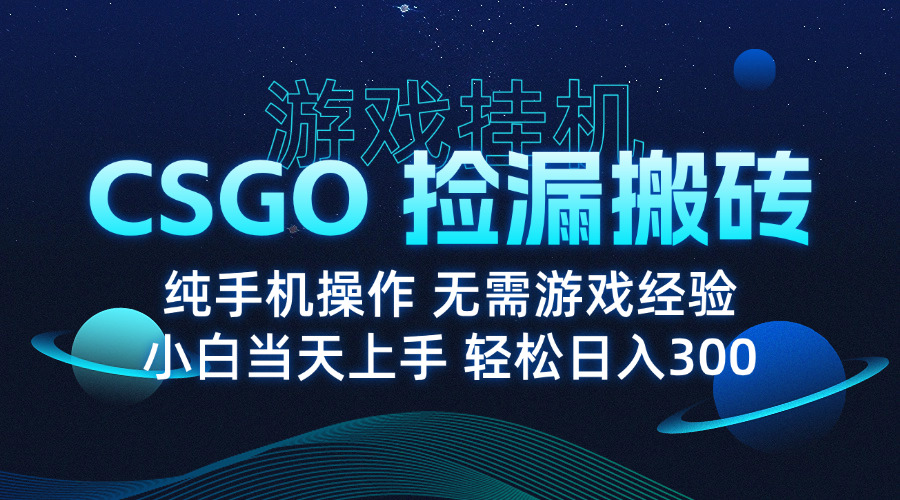 8月最新游戏搬砖，CSGO纯挂机，不需要玩游戏，实现真挂机，月入1W+-轻创终点站