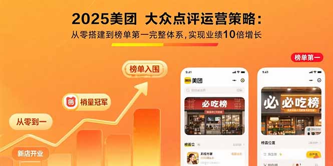 2025美团 大众点评运营策略:从零搭建到榜单第一完整体系,实现业绩10倍增长-轻创终点站