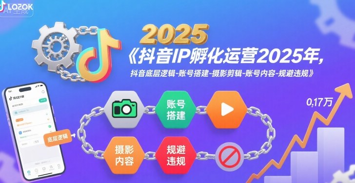 抖音IP孵化运营2025年，抖音底层逻辑-账号搭建-摄影剪辑-账号内容-规避违规-轻创终点站