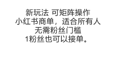 可矩阵操作，小红书商单新玩法，适合所有人，无需粉丝门槛，1粉丝也可以接单-轻创终点站