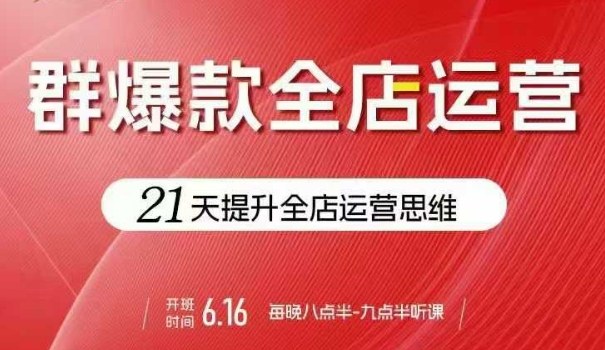 贾真电商群爆款全店运营，21天提升全店运营思维，起店、全店运营爆款不断-轻创终点站