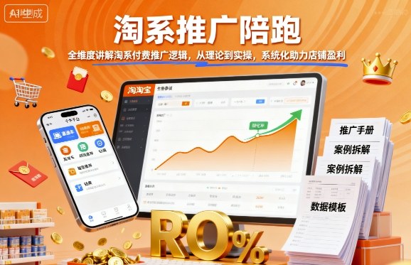 淘系推广陪跑，全维度讲解淘系付费推广逻辑，从理论到实操，系统化助力店铺盈利-轻创终点站