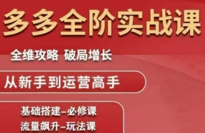 拼多多全阶实战课程，全维攻略，破局增长，从新手到运营高手-轻创终点站