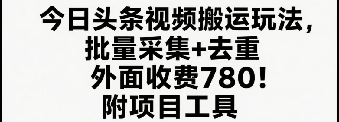 今日头条视频搬运玩法，软件一键去重，轻松日入500+附项目工具-轻创终点站