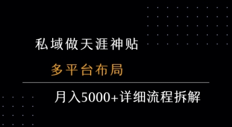 私域做天涯神贴 多平台布局 月入5k+详细流程拆解-轻创终点站