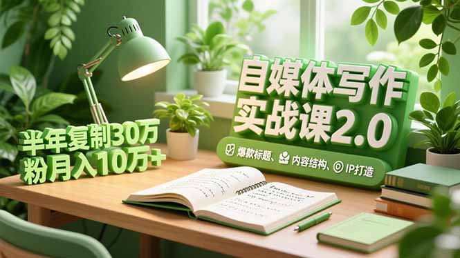 自媒体写作实战课2.0,爆款标题、内容结构、IP打造,半年复制30万粉月入10万+-轻创终点站
