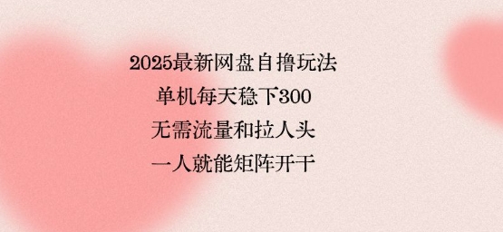2025最新网盘自撸玩法，单机每天稳下3张，无需流量和拉人头，一个人就可轻松矩阵，全网独一份【揭秘】-轻创终点站