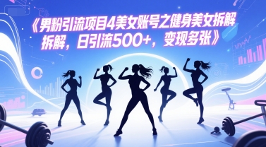 男粉引流项目4美女账号之健身美女拆解，日引流500+，变现多张-轻创终点站