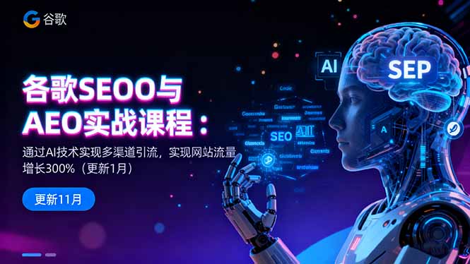 谷歌SEO与AEO实战课程：通过AI技术实现多渠道引流，实现网站流量增长300%-轻创终点站