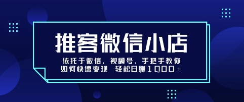 推客微信小店依托于微信、视频号，手把手教你如何快速变现 轻松日入1k+【揭秘】-轻创终点站
