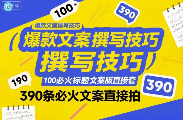 爆款文案撰写技巧，100个必火标题文案模版直接套，390条必火文案直接拍-轻创终点站