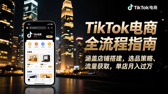 TikTok电商全流程指南，涵盖店铺搭建、选品策略、流量获取，单店月入过万-轻创终点站
