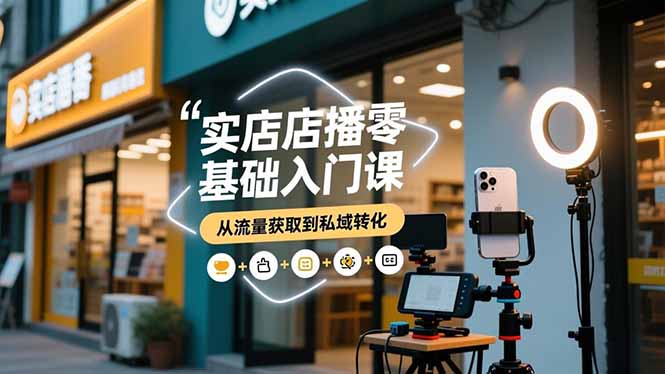 实体店播零基础入门课，实体店+短视频+直播+微信生态+私域社群，从流量获取到私域转化-轻创终点站