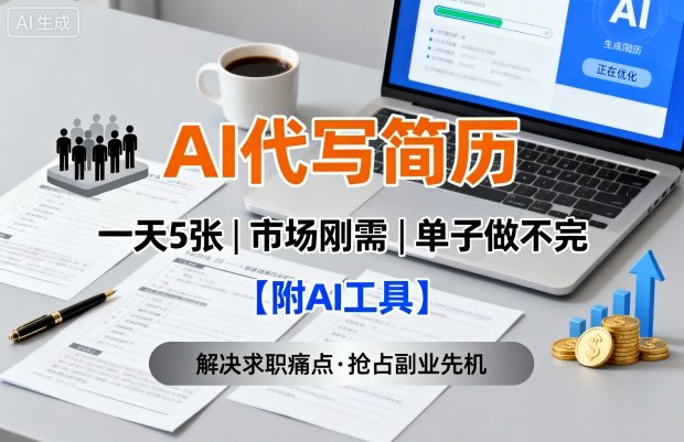 AI代写简历，一天5张，今年找工作难，市场刚需，单子做不完【附AI工具】-轻创终点站