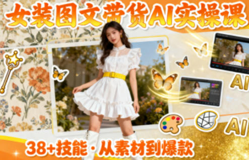 女装图文带货的AI实操课，覆盖38个实用技能，快速提升素材制作效率-轻创终点站