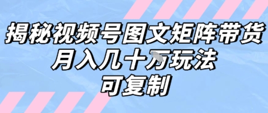 解密视频号图文矩阵带货，月入几个W的打法，可复制-轻创终点站