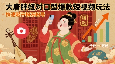 大唐胖妞对口型爆款短视频玩法，快速起千粉万粉号-轻创终点站