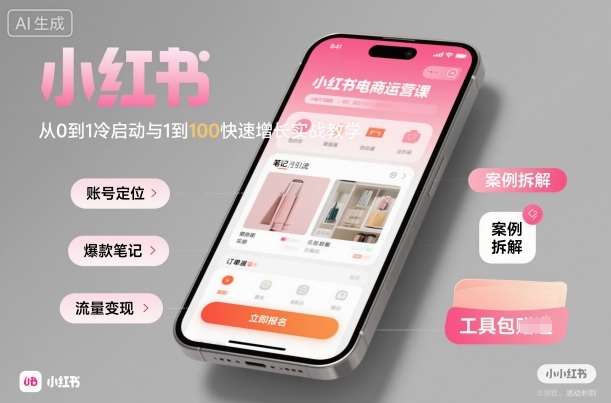 小红书电商运营课：从0到1冷启动与1到100快速增长实战教学-轻创终点站