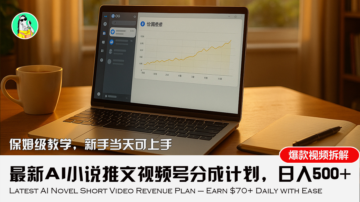 最新AI小说推文视频号分成计划，新手小白也能当天日入500+教程-轻创终点站